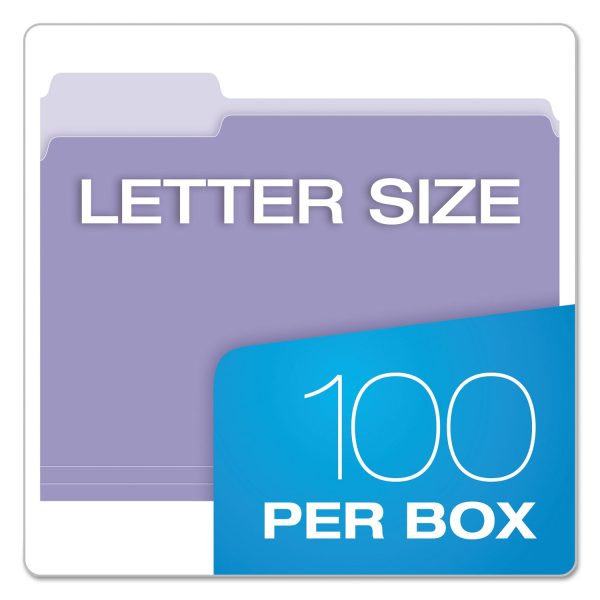 Colored File Folders, 1 3-Cut Tabs: Assorted, Letter Size, Lavender Light Lavender, 100 Box Discount - Image 5