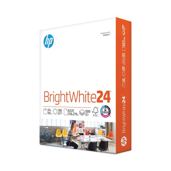 Brightwhite24 Paper, 100 Bright, 24 lb Bond Weight, 8.5 x 11, Bright White, 500 Ream Sale