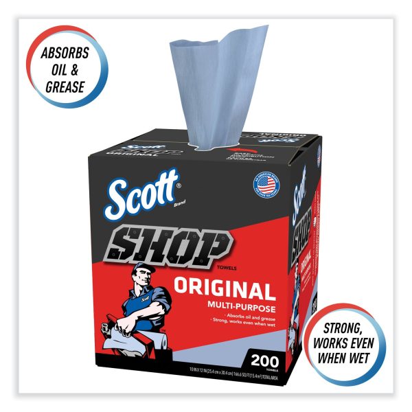 Shop Towels, POP-UP Box, 1-Ply, 9 x 12, Blue, 200 Box, 8 Boxes Carton Online Sale - Image 4