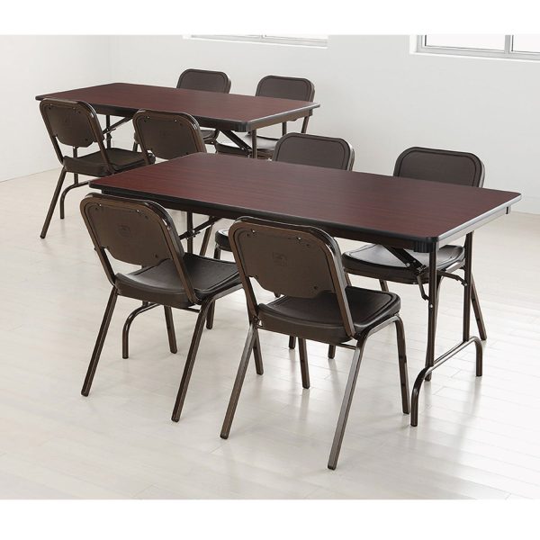 Iceberg Premium Wood Laminate Folding Table - For - Table TopMelamine Rectangle Top - Traditional Style - 300 lb Capacity - 60  Table Top Length x 30  Table Top Width x 0.75  Table Top Thickness - 29  Height - Mahogany - 1 Each Sale - Image 4