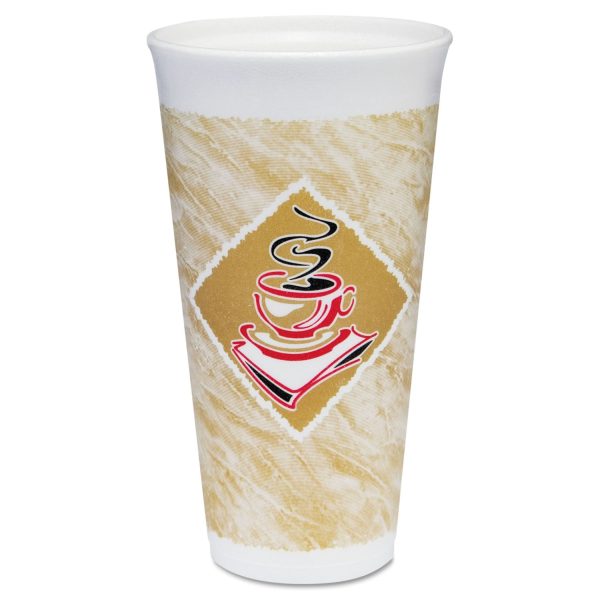 Cafe G Foam Hot Cold Cups, 20 oz, Brown Red White, 500 Carton Supply