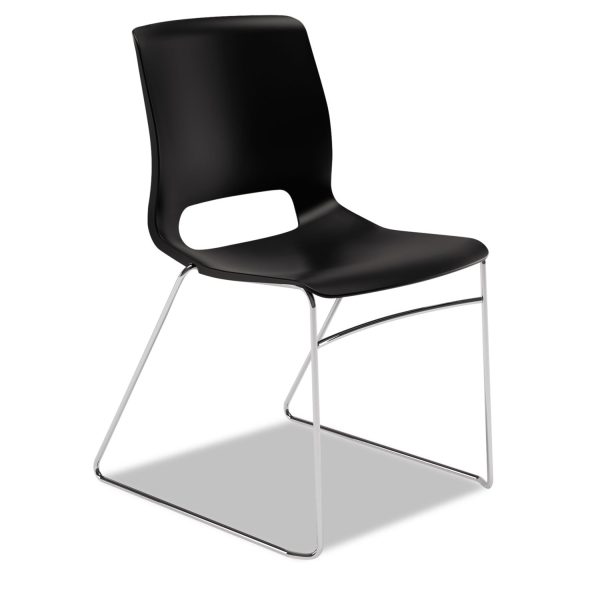 Motivate High-Density Stacking Chair, Supports Up to 300 lb, 17.75  Seat Height, Onyx Seat, Black Back, Chrome Base, 4 Carton Hot on Sale