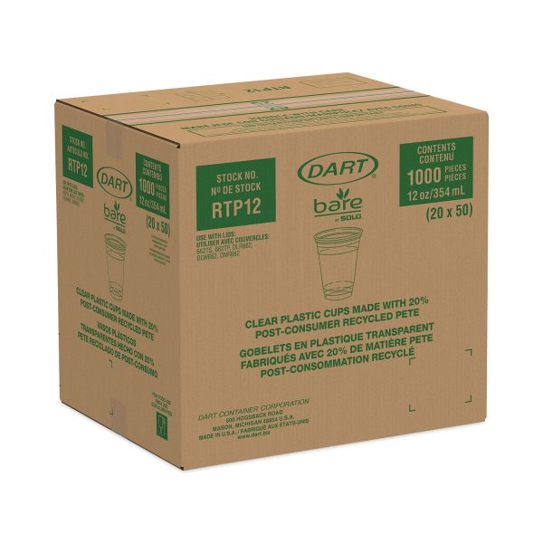 Bare Eco-Forward RPET Cold Cups, ProPlanet Seal, 12 oz to 14 oz, Leaf Design, Clear, Squat, 50 Pack, 20 Packs Carton Online Sale - Image 3