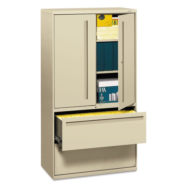 Brigade 700 Series Lateral File, Three-Shelf Enclosed Storage, 2 Legal Letter-Size File Drawers, Putty, 36  x 18  x 64.25 Supply