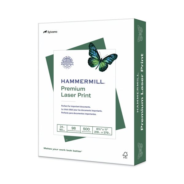 Premium Laser Print Paper, 98 Bright, 24 lb Bond Weight, 8.5 x 11, White, 500 Ream Sale