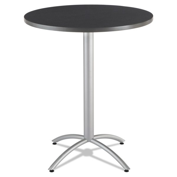 CafeWorks Table, Bistro-Height, Round, 36  x 42 , Graphite Granite Top, Silver Base Online now