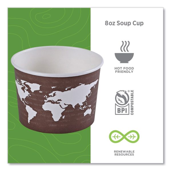 World Art Renewable and Compostable Food Container, 8 oz, 3.04 Diameter x 2.3 h, Brown, Paper, 50 Pack, 20 Packs Carton on Sale - Image 4