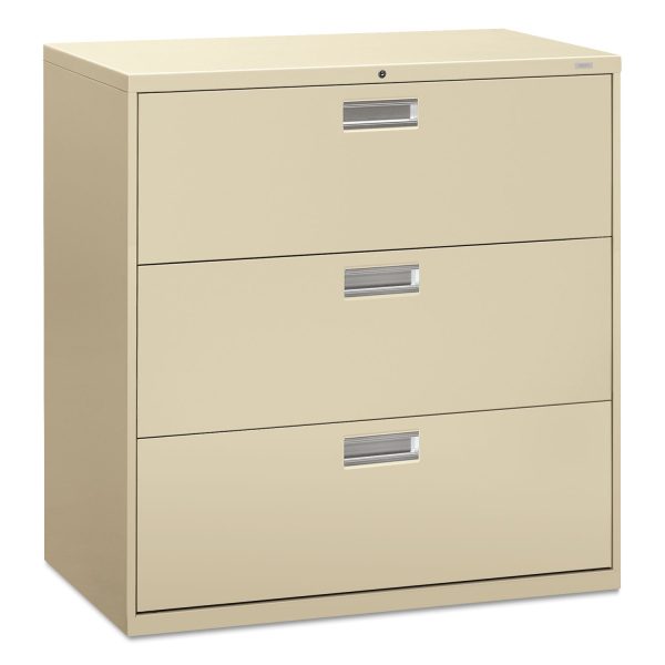 Brigade 600 Series Lateral File, 3 Legal Letter-Size File Drawers, Putty, 42  x 18  x 39.13 For Sale