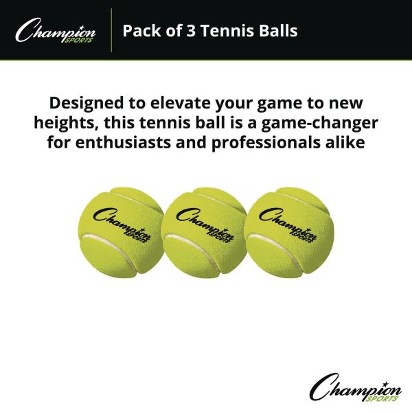 Tennis Balls, 2.5  Diameter, Yellow, 3 Pack Hot on Sale - Image 2