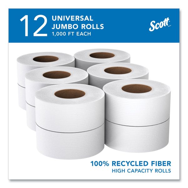 Essential 100% Recycled Fiber JRT Bathroom Tissue for Business, Septic Safe, 2-Ply, White, 3.55  x 1,000 ft, 12 Rolls Carton Supply - Image 2