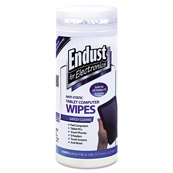 Tablet and Laptop Cleaning Wipes, 5 x 7, Unscented, White, 70 Tub For Cheap