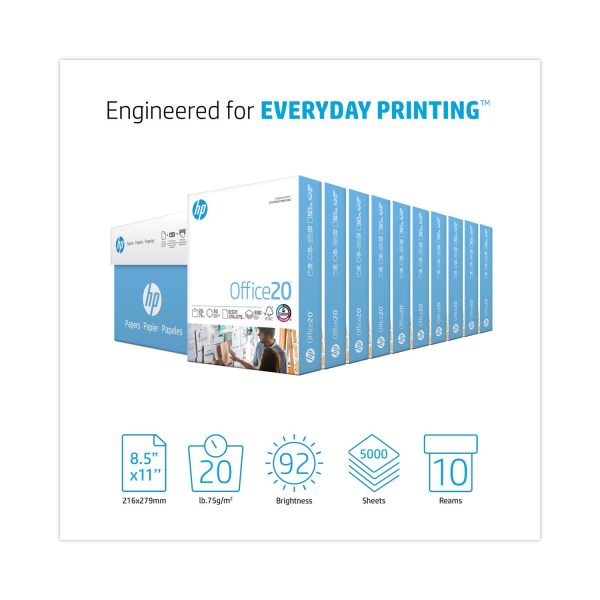Office20 Paper, 92 Bright, 20 lb Bond Weight, 8.5 x 11, White, 500 Sheets Ream, 10 Reams Carton Discount - Image 2