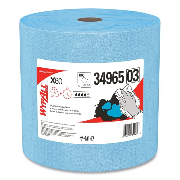 General Clean X60 Cloths, Jumbo Roll, 12.5 x 13.4, Blue, 1,100 Roll Discount