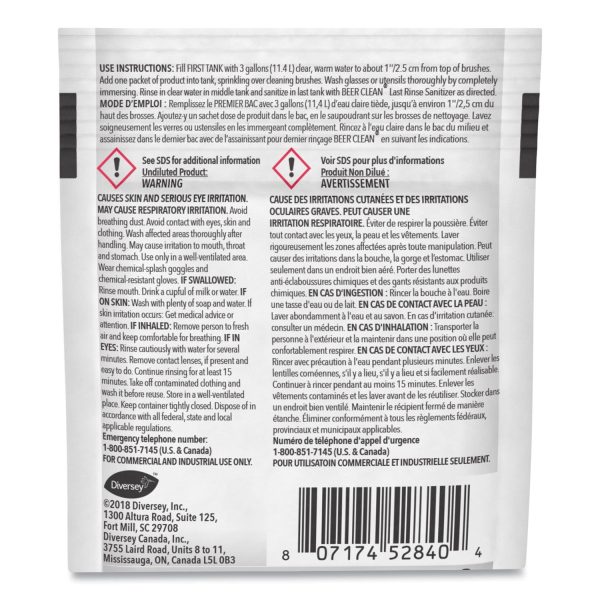 Beer Clean Glass Cleaner, Powder, 0.5 oz Packet, 100 Carton Online Hot Sale - Image 2
