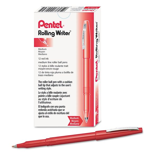 Rolling Writer Roller Ball Pen, Stick, Medium 0.8 mm, Red Ink, Red Barrel, Dozen For Discount - Image 3