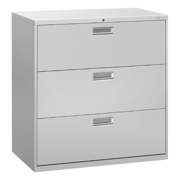 Brigade 600 Series Lateral File, 3 Legal Letter-Size File Drawers, Light Gray, 42  x 18  x 39.13 For Sale