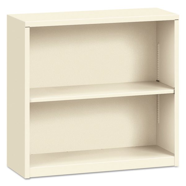 Metal Bookcase, Two-Shelf, 34.5w x 12.63d x 29h, Putty Online now