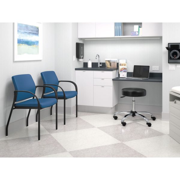 Adjustable Task Lab Stool, Backless, Supports Up to 250 lb, 17.25  to 22  Seat Height, Black Seat, Steel Base Supply - Image 2