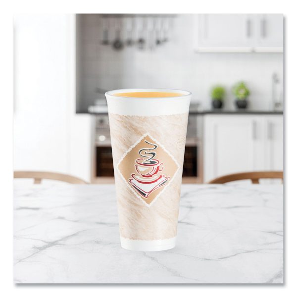 Cafe G Foam Hot Cold Cups, 20 oz, Brown Red White, 20 Pack For Discount - Image 5