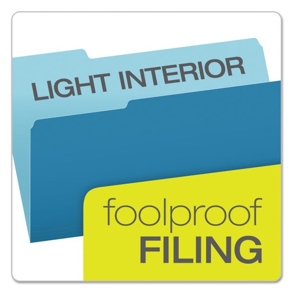 Colored File Folders, 1 3-Cut Tabs: Assorted, Legal Size, Blue Light Blue, 100 Box Supply - Image 3