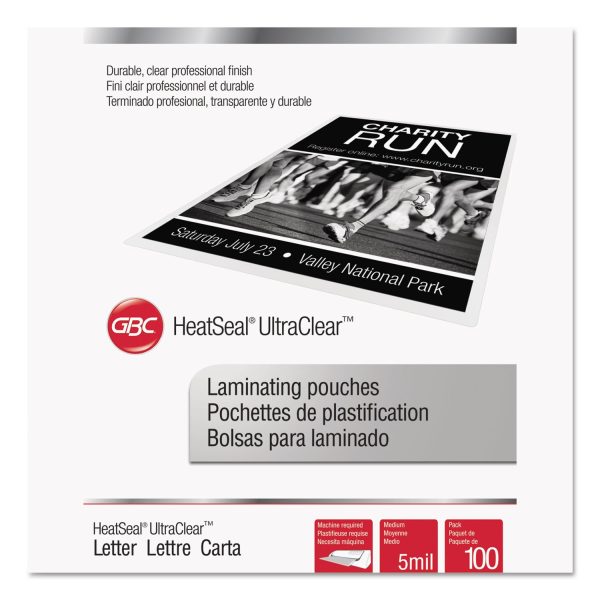 UltraClear Thermal Laminating Pouches, 5 mil, 9  x 11.5 , Gloss Clear, 100 Box Online Hot Sale