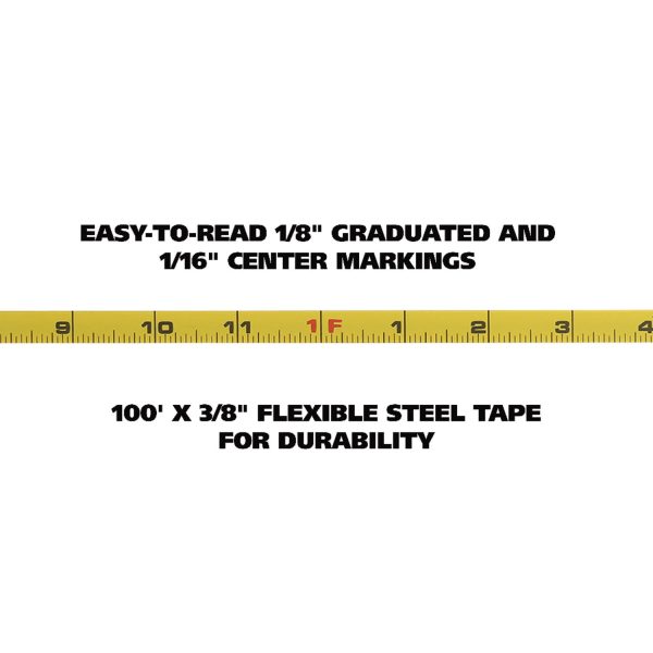 English Rule Measuring Tape, 0.38  x 100 ft, Steel, Yellow For Sale - Image 4