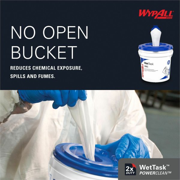Wypall PowerClean WetTask Wipers for Disinfectants, Sanitizers & Solvents - 12  x 6  - 140 Sheets Roll - White - Hydroknit - Disinfectant - 1 Rolls Per Bucket - 6   Carton For Discount - Image 2