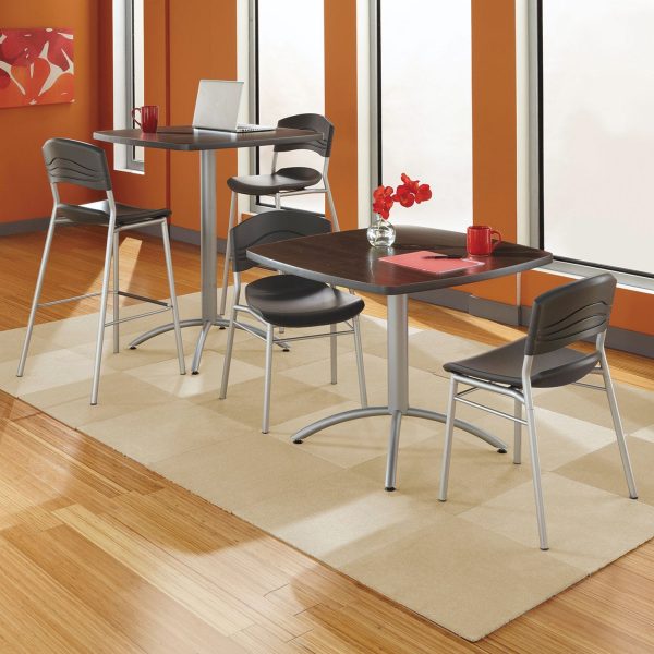 CafeWorks Cafe-Height Table, Square, 36  x 36  x 30 , Walnut Silver Discount - Image 3