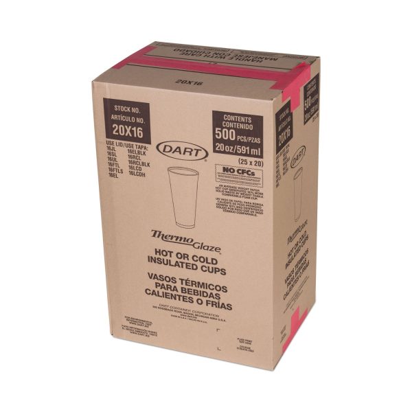 Cafe G Foam Hot Cold Cups, 20 oz, Brown Red White, 500 Carton Supply - Image 2