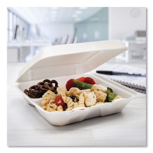 Foam Hinged Lid Containers, 3-Compartment, 7.5 x 8 x 2.3, White, 200 Carton Online Hot Sale - Image 5