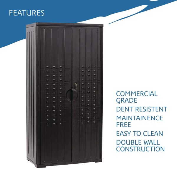 Rough n Ready Storage Cabinet, Three-Shelf, 33w x 18d x 66h, Black Sale - Image 5
