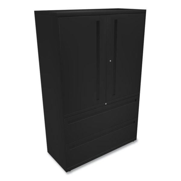 Brigade 700 Series Lateral File, Three-Shelf Enclosed Storage, 2 Legal Letter-Size File Drawers, Black, 42  x 18  x 64.25 Supply - Image 3