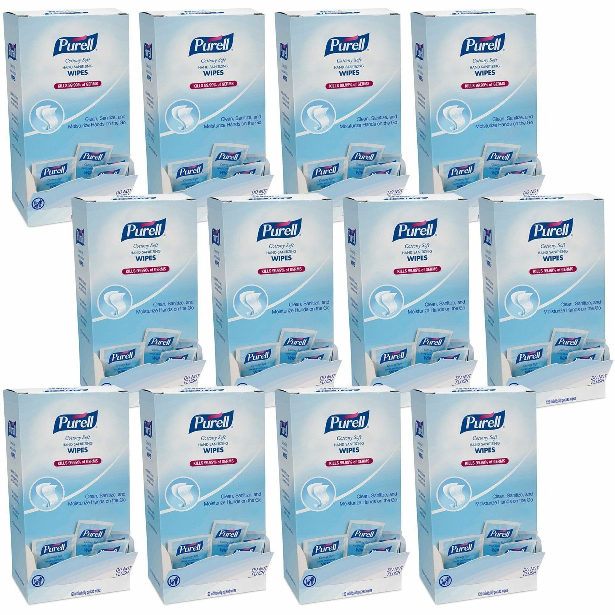 PURELL Cottony Soft Sanitizing Wipes – 5  x 7  – White – Soft, Moist, Textured, Individually Wrapped – For Hand – 120 Per Box – 12   Carton Online