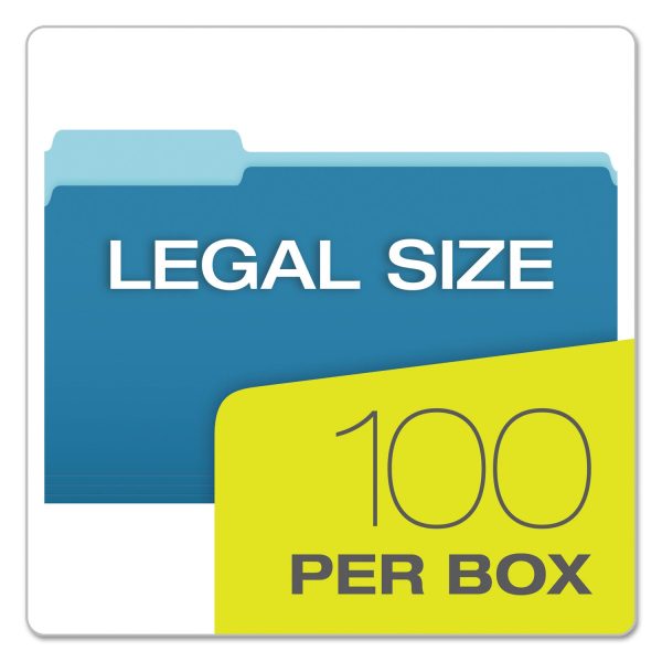 Colored File Folders, 1 3-Cut Tabs: Assorted, Legal Size, Blue Light Blue, 100 Box Supply - Image 5