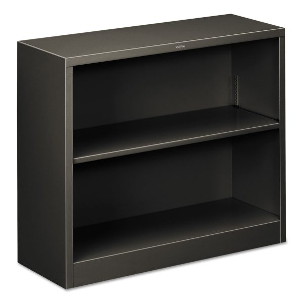 Metal Bookcase, Two-Shelf, 34.5w x 12.63d x 29h, Charcoal Fashion