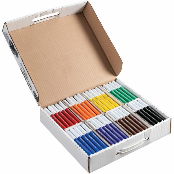 Prang Bullet Tip Washable Master Pack Art Markers - Bullet Marker Point Style - Violet, Black, Green, Orange, Purple, Yellow, Red, Brown Water Based Ink - White Barrel - 8   Case Discount