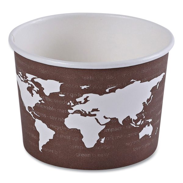 World Art Renewable and Compostable Food Container, 8 oz, 3.04 Diameter x 2.3 h, Brown, Paper, 50 Pack, 20 Packs Carton on Sale