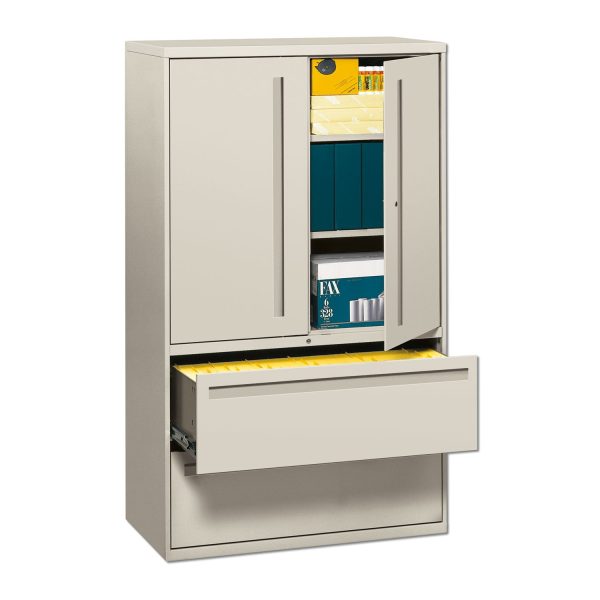 Brigade 700 Series Lateral File, Three-Shelf Enclosed Storage, 2 Legal Letter-Size File Drawers, Gray, 42  x 18  x 64.25 For Sale