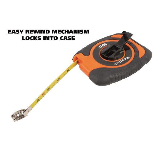 English Rule Measuring Tape, 0.38  x 100 ft, Steel, Yellow For Sale - Image 5