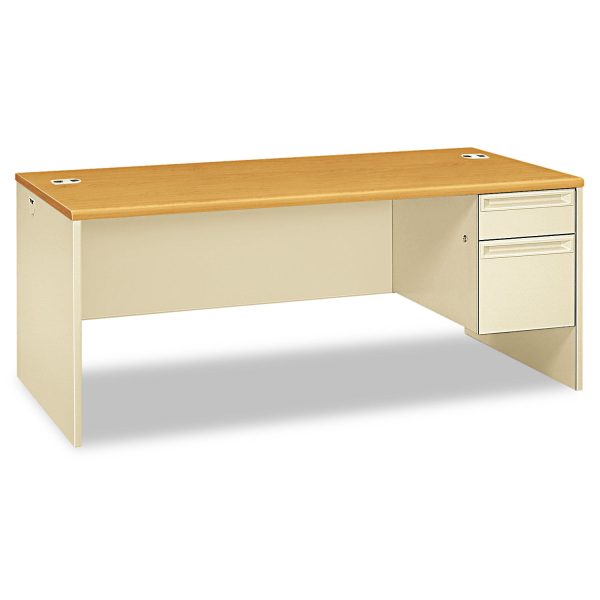38000 Series Right Pedestal Desk, 72  x 36  x 29.5 , Harvest Putty For Sale