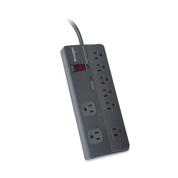 Guardian Premium Surge Protector, 8 AC Outlets, 6 ft Cord, 1,080 J, Gray Fashion - Image 2