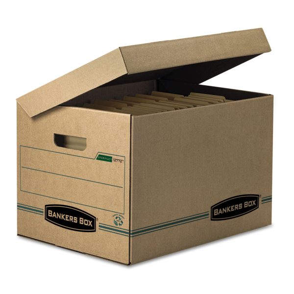 SYSTEMATIC Basic-Duty Attached Lid Storage Boxes, Letter Legal Files, Kraft Green, 12 Carton Online