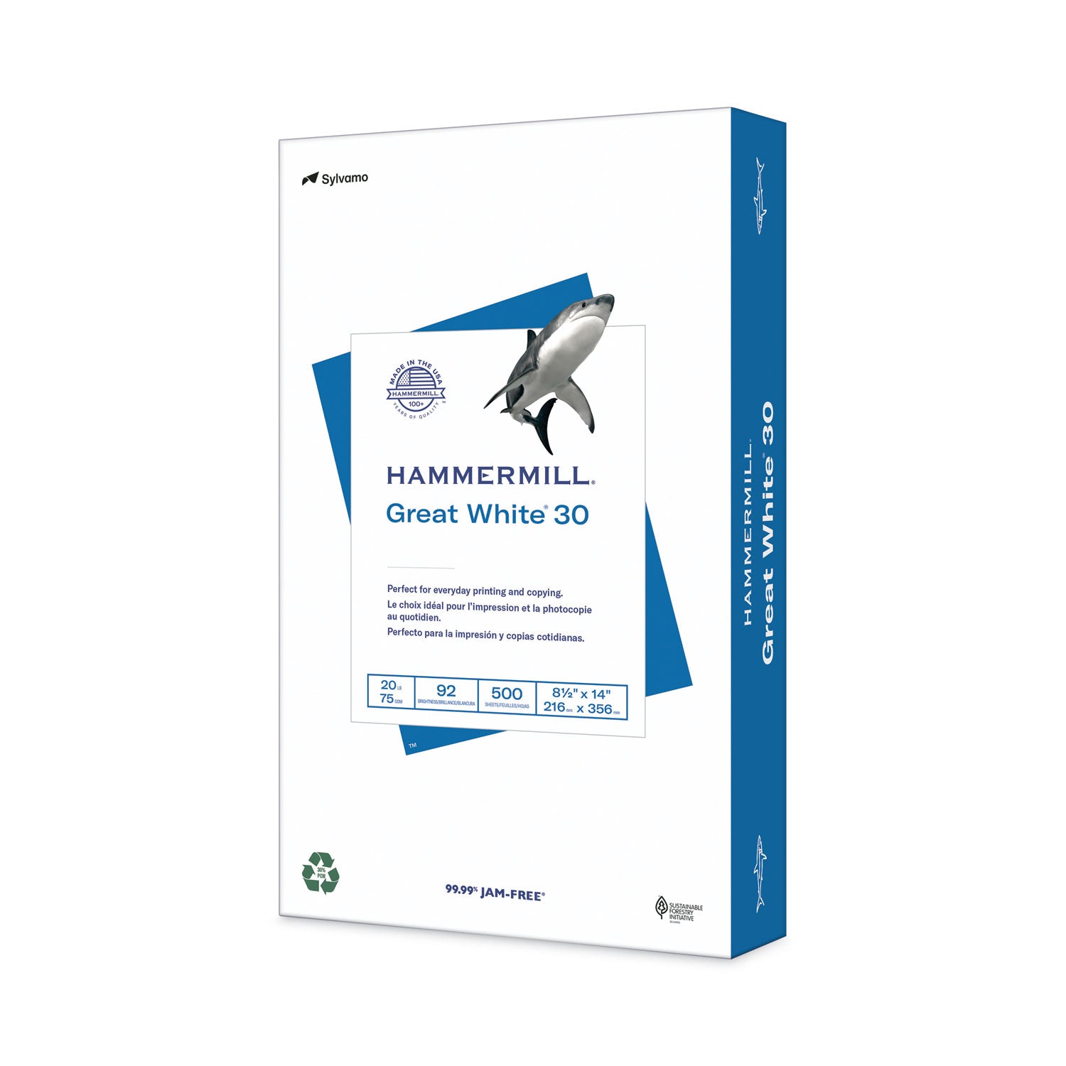 Great White 30 Recycled Print Paper, 92 Bright, 20 lb Bond Weight, 8.5 x 14, White, 500 Ream Online
