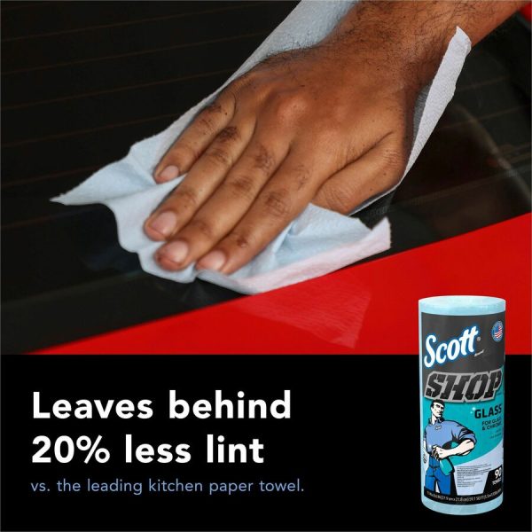 Scott Glass Cleaning Shop Towels - 90 Sheets Roll - Blue - Low Linting, Absorbent, Perforated - For Glass Cleaning, Windshield, Window, Mirror - 1080   Carton For Cheap - Image 3