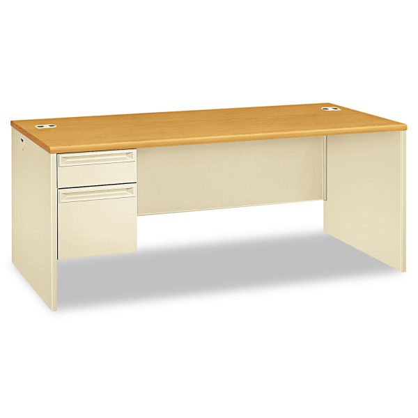 38000 Series Left Pedestal Desk, 72  x 36  x 29.5 , Harvest Putty For Sale