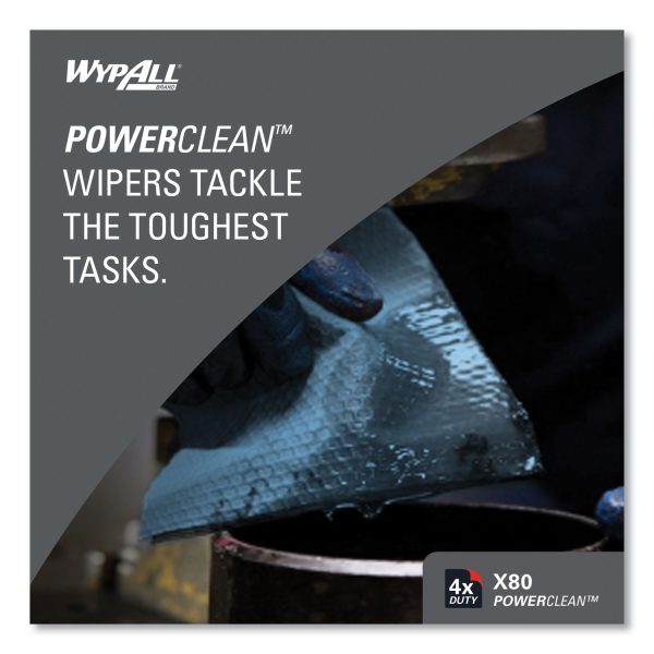 Power Clean X80 Heavy Duty Cloths, 11.1 x 16.8, Blue, 160 Wipers Carton For Sale - Image 5