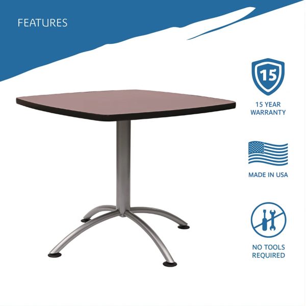 CafeWorks Cafe-Height Table, Square, 36  x 36  x 30 , Walnut Silver Discount - Image 4