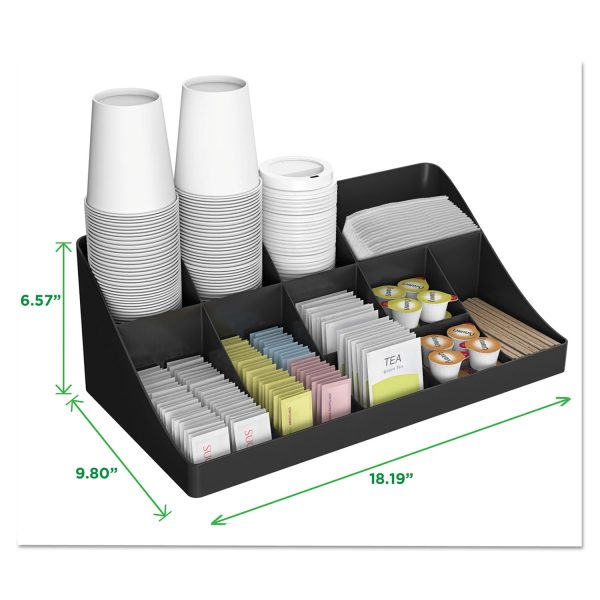 11-Compartment Coffee Condiment Organizer, 18.25 x 6.63 x 9.78, Black on Sale - Image 2