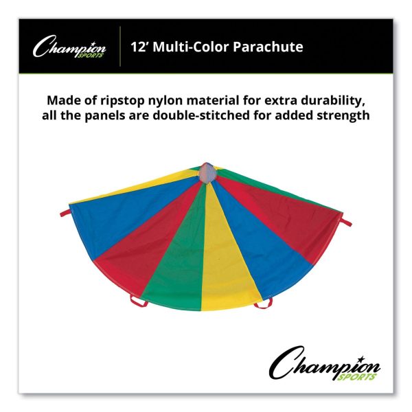 Nylon Multicolor Parachute, 12 ft dia, 12 Handles For Sale - Image 3
