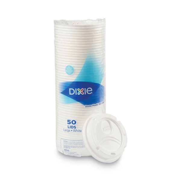 Dome Drink-Thru Lids, Fits 10 oz to 16 oz PerfecTouch; 12 oz to 20 oz WiseSize Cup, White, 50 Pack Supply